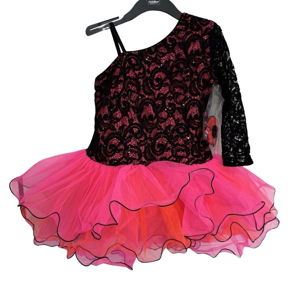 REVOLUTION Dance Costume‎ Dress Leotard Tutu Girls XXLC Black Pink Ballet Tap
